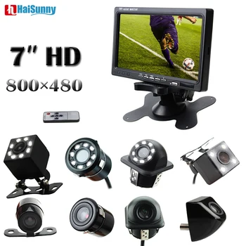 

HaiSunny Backup Rear Camera 8LED Lights Night Vision With LCD Color Display Screen Car Rear View DVD VCR Monitor 7 Inch