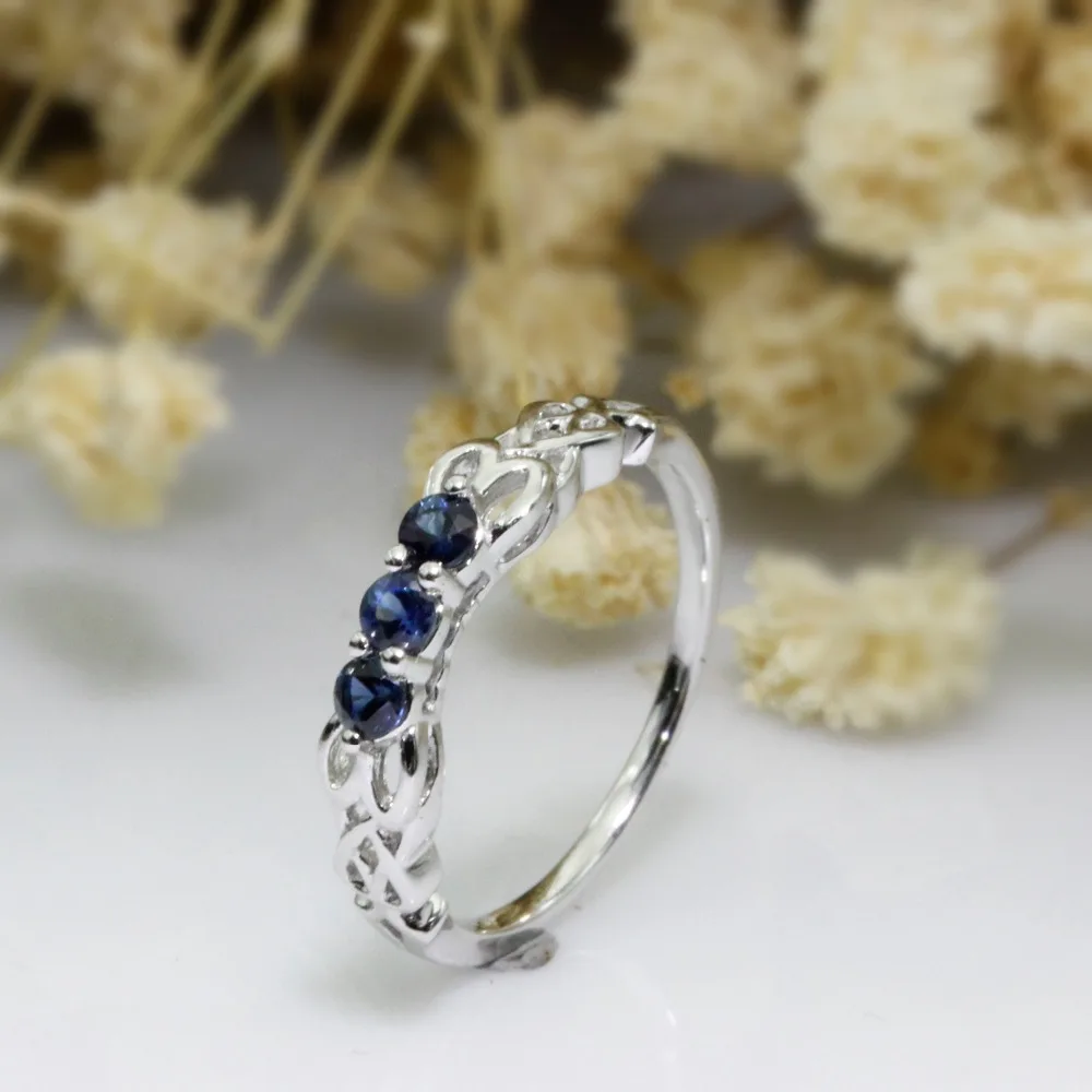 LASAMERO Rings for Women 0.29CTW Round Cut Natural Sapphire Rings 925 Silver Engagement Wedding Rings