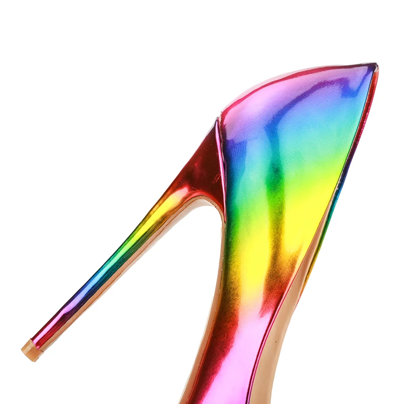 Новинка года; модные тонкие туфли с острым носком на высоком каблуке радужного цвета в европейском и американском стиле женские туфли-лодочки на высоком каблуке