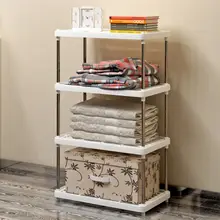 DIY Free Combination Shelf Plastic Floor Living Room Kitchen Bathroom Storage RackT2