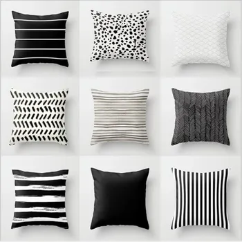 

45*45 Nordic Stripes Geometric Cushions Cover Double-sided Print Polyester Pillowcase Sofa Car Decorative Pillow Case Home Decor