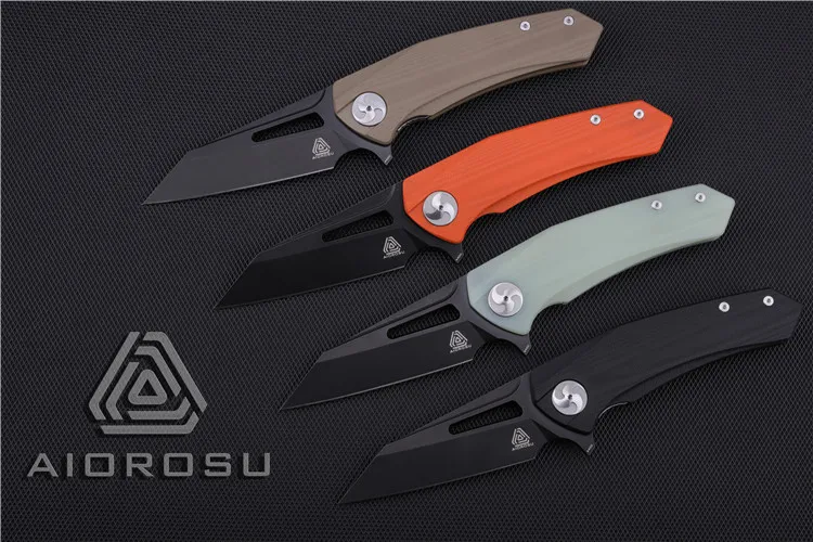 

Aiorosu TORNADO Folding Knife EDC 440C Black Blade