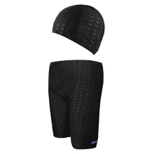 Мужские плавательные длинные шорты, купальники, однотонные плавки, плавающие кепки, быстросохнущие дышащие размер плюс, пляжная одежда, купальный костюм