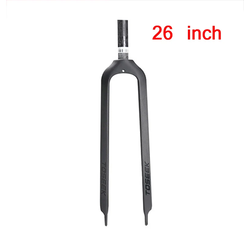 26er-matte TOSEEK 1-1/" MTB Карбоновая вилка жесткая прямая Дисковая тормозная Велосипедная вилка горный велосипед тормозные вилки супер светильник 26/27. 5/29er - Цвет: 26er-matte