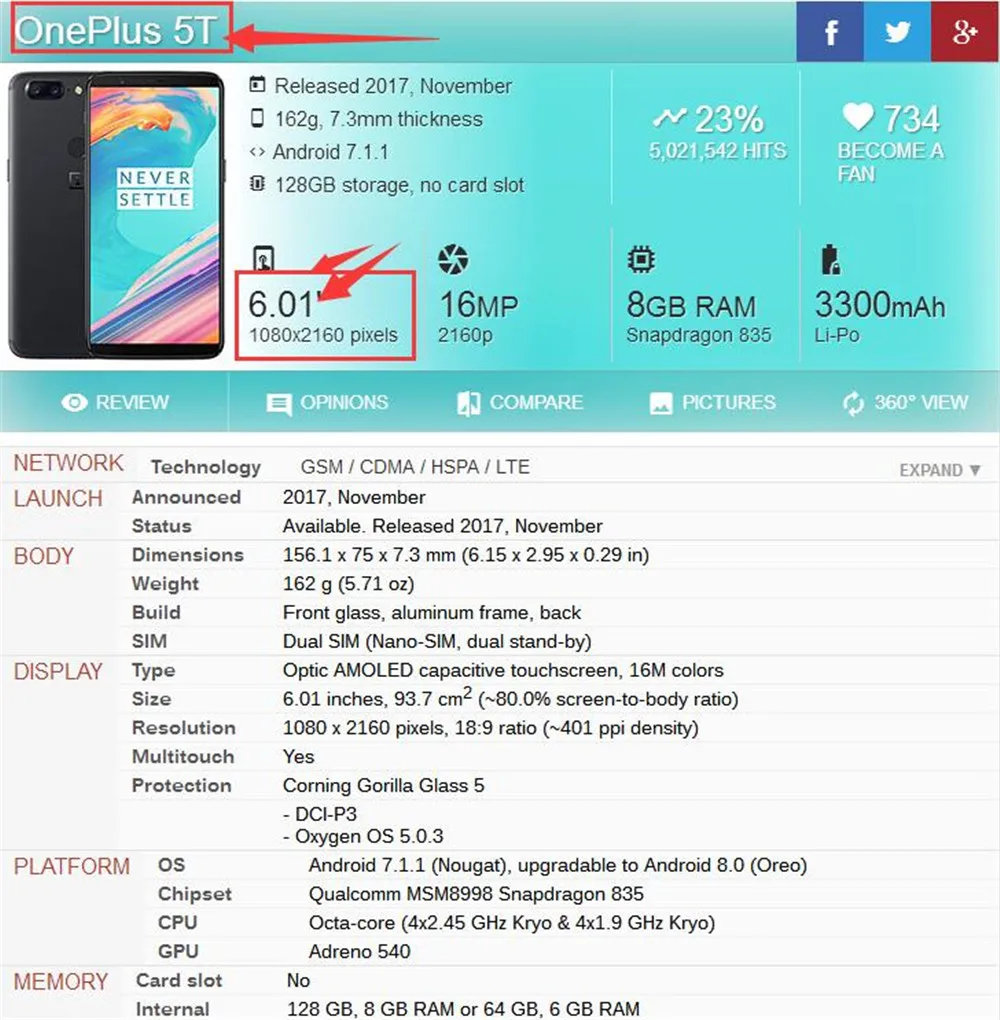 oneplus 5T 