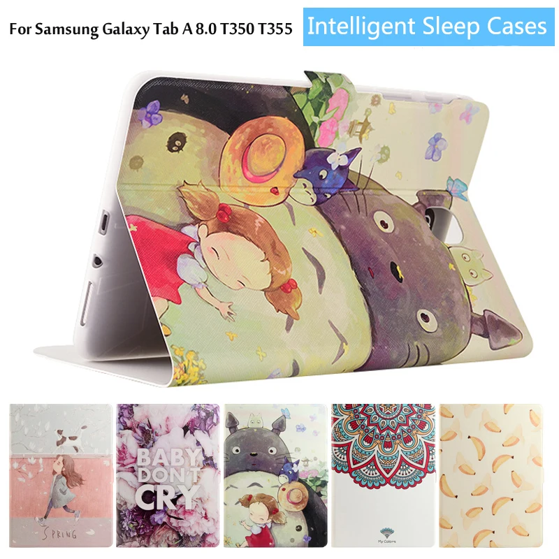 

Fashion Painted Flip PU Leather For Samsung Galaxy Tab A 8.0 T350 T351 T355 P350 P355 8.0 inch Tablet Smart Case Cover + Gift