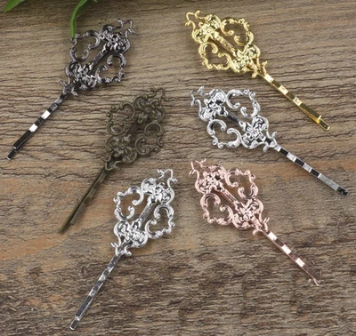 

10pcs Vintage Hair Jewelry Charm Women Hairclip Rose Gold Color Flower Motif Hairpin Word Folder Hair Clips Retro Headwear