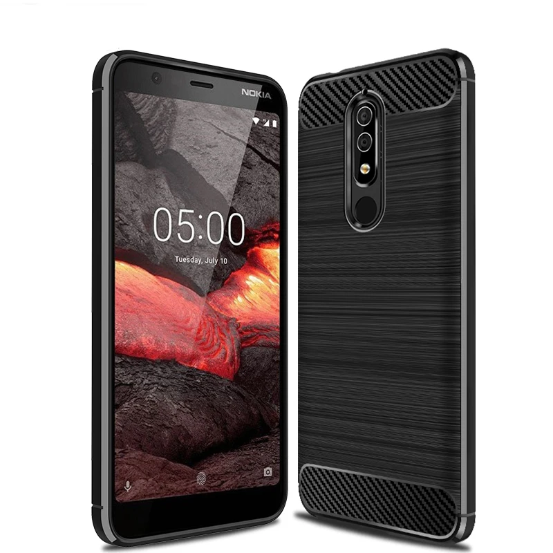 10 шт./лот для Nokia 2 1 3 5 1X6 Чехол углеродного волокна текстуры щеткой Мягкий