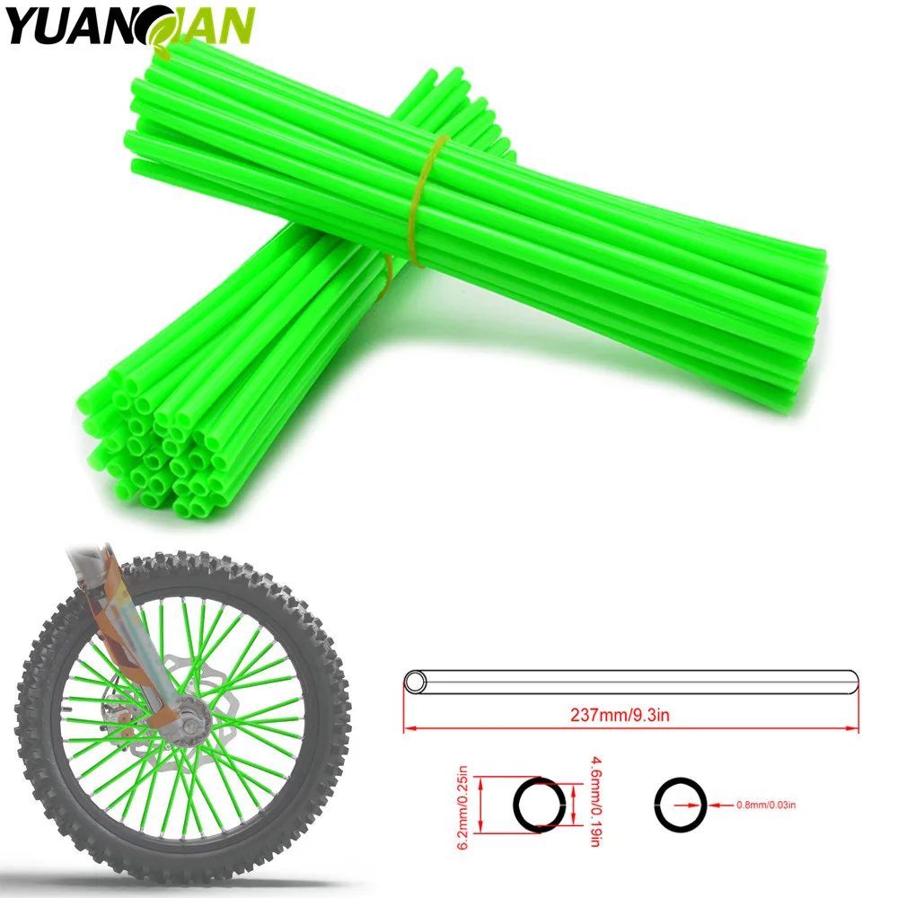 Blue 72Pcs Motorcycle Motocross Dirt Bike Wheel Rim Spoke Skins Covers Wrap Decor Protector Kit