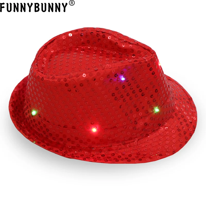 FUNNBUNNY 2 шт. дБ светодиодный фонарик Fedora Шляпа Унисекс красочные подходит для