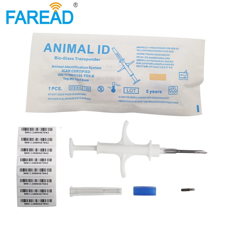 free shipping x100pcs 2.12x12mm Bioglass Parylene coating ISO11784/5 FDX-B microchip syringe for pets dog 