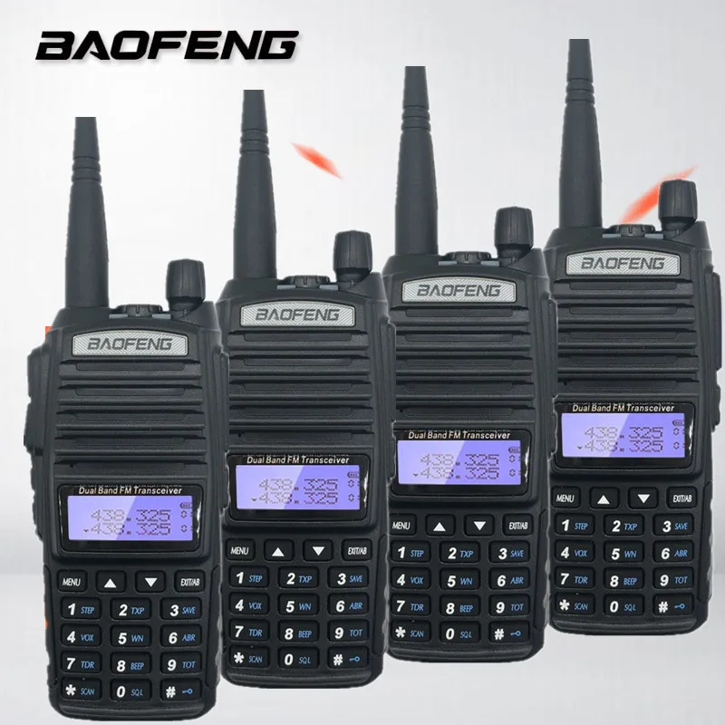 4 шт. Baofeng UV-82 рация радио 10 км двухдиапазонный УКВ УВЧ СВ радиостанция станция 5 Вт 2800 мАч HF радиоприемопередатчик любительский