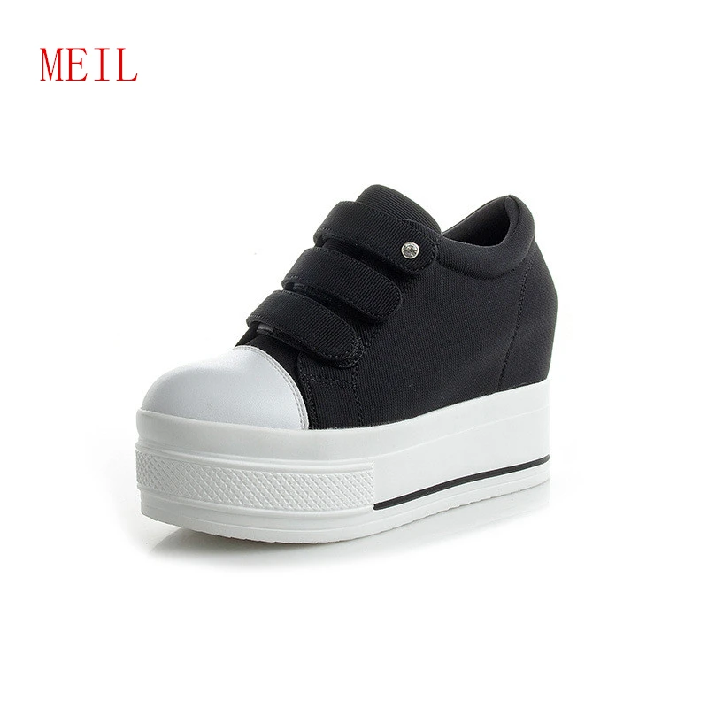 

New Hidden Wedge Heels Fashion Women's Elevator Canvas Shoes For Women Breathable Height Increasing Chunky Shoes Sneaker 9CM