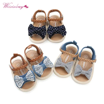 

WEIXINBUY Soft Sole PU Baby girls Canvas bow First Walkers Shoes summer Prewalkers First walker toddler moccasins sx1