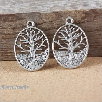 

36pcs vintage oval tree pendant Antique silver Pendant DIY European Style Jewelry Making B155