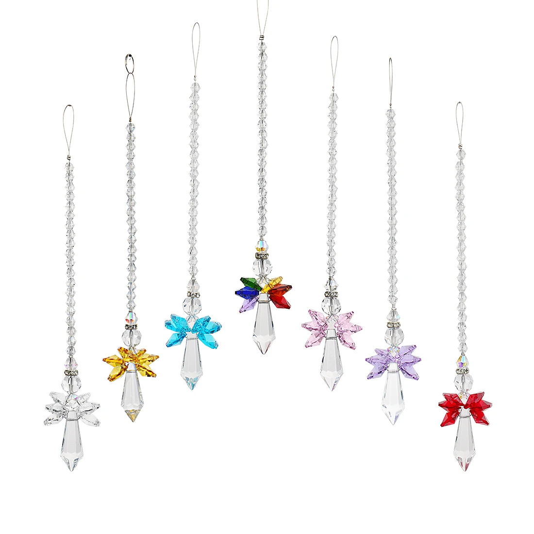 H&D Rainbow Angel Suncatcher Crystal Guardian Angel Chakra Sun Catchers Rear View Mirror Car Charm Home Wedding Decor (Purple) sun catcher,sun catchers
