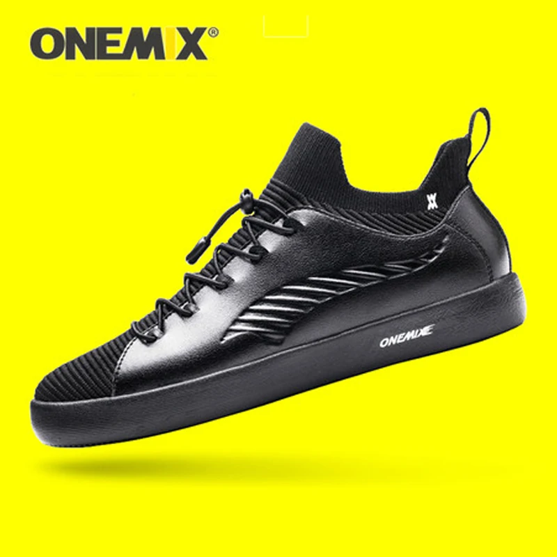 

Onemix skateboarding shoe sport sneakers for men soft micro fiber leather upper comfortable women shoes walking EUR size 35-45