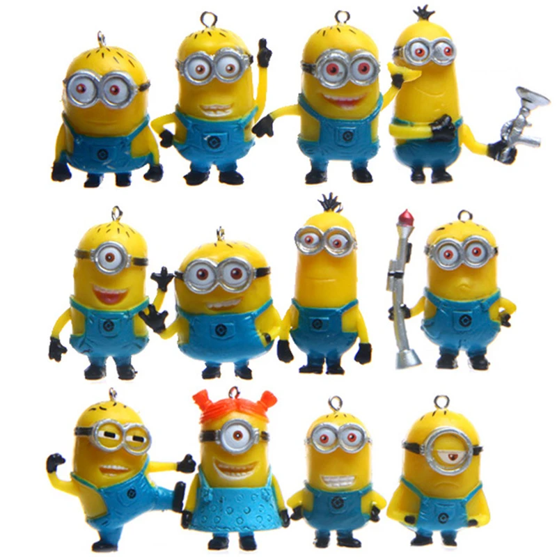 12pcs/lot Yellow Toys for Children 2017 New Cute Movie Mini Action