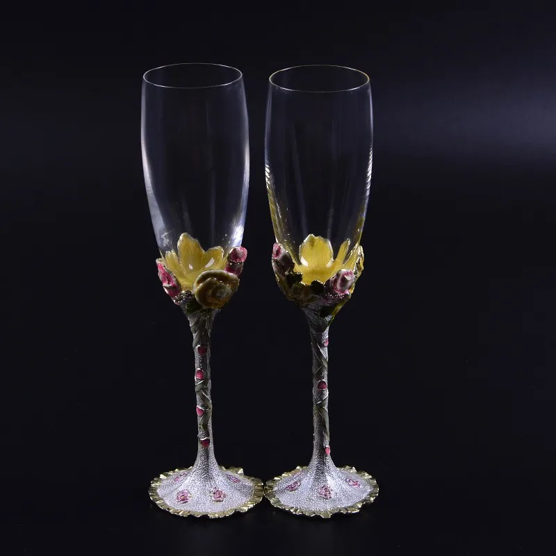 Новые творческие подарки 2 шт./компл. Персонализированные Свадебные очки чашка шампанское красное вино Жених невесты цветок вечерние Декор Обжарка Кубок