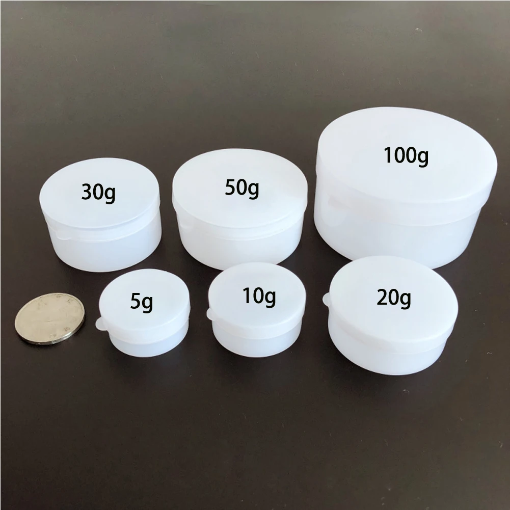 10 قطعة 5g/20g/30g/50g زجاجة صابون بلاستيكيّة يُمكن إعادة ملئها زجاجات فارغة التجميل التجميل الجرار وعاء عينيه حاوية كريم البشرة إعادة الملء مربع