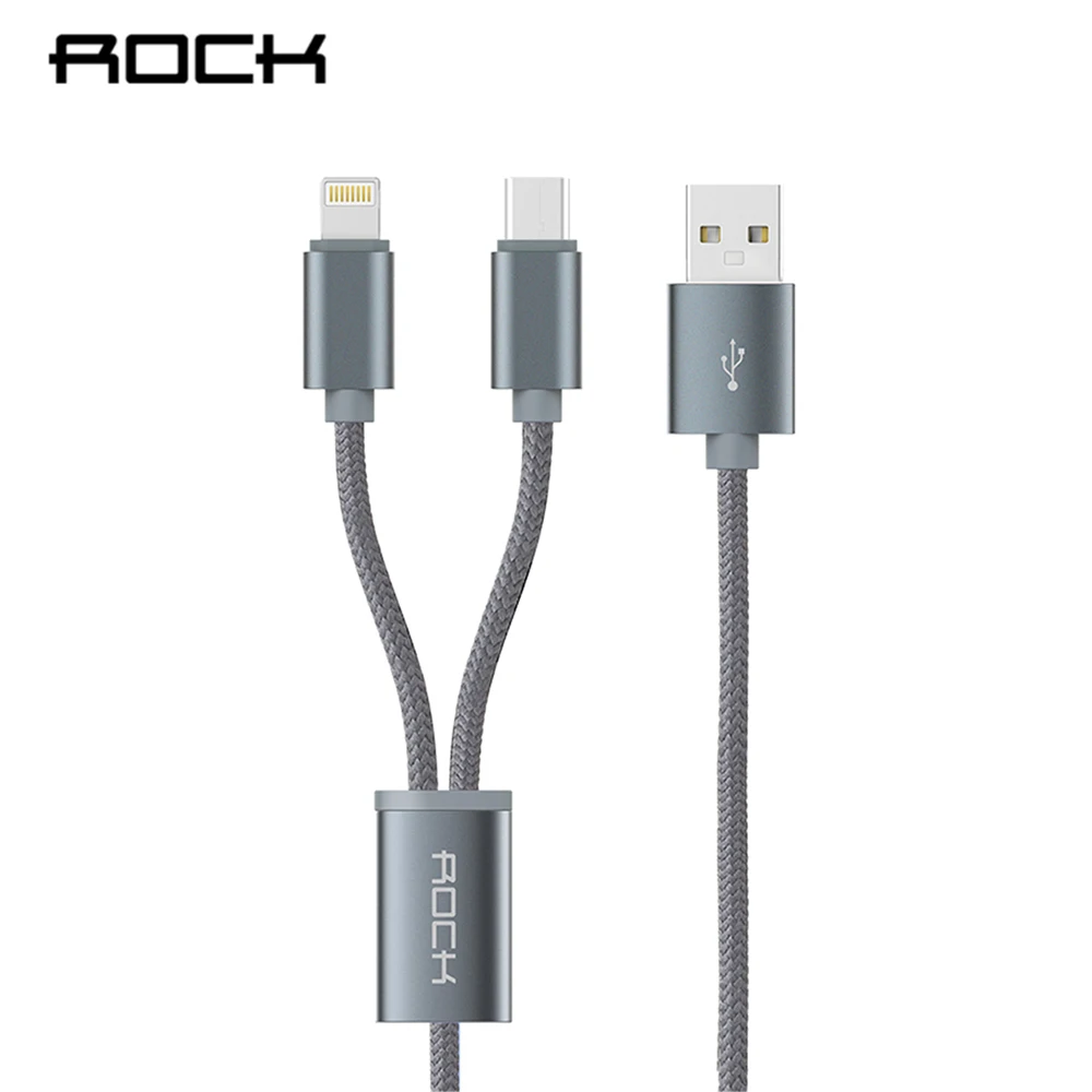 

ROCK 2 In 1 USB Cable for iPhone XS for Lightning Cable for Samsung Galaxy S8 Type C Fast Charging USB Cable for iPhone XR X 8