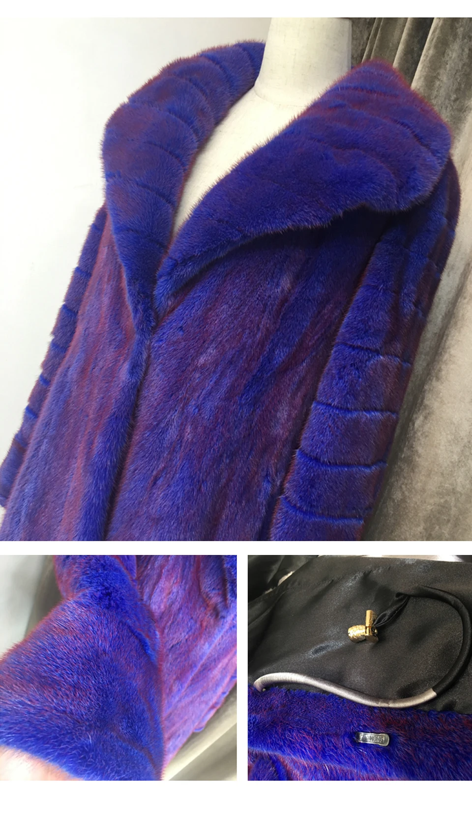 Шуба SHILO GO, женская зимняя мода, цельное натуральное Норковое длинное пальто с воротником, большая юбка, темно-Фиолетовое длинное пальто с карманом