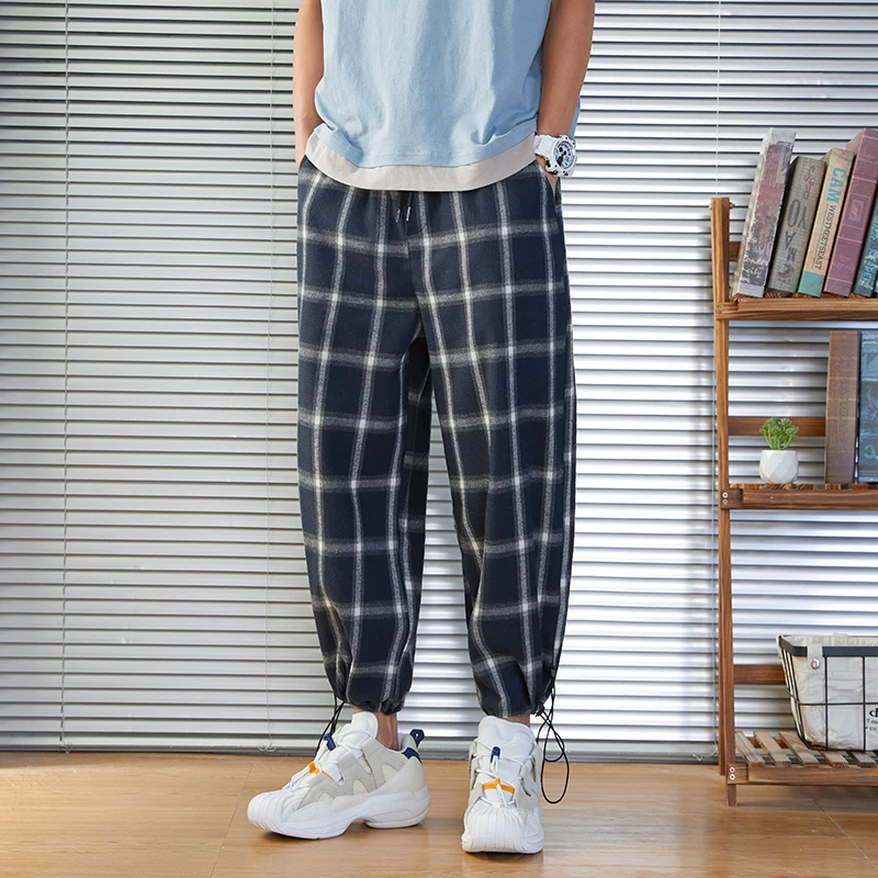 Joggers Plaid Harem Pants Men Loose Casual NEW Fashion Male Streetwear Trousers Cotton Sweatpants Plus Size hip hop