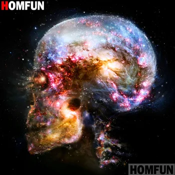 

HOMFUN Full Square/Round Drill 5D DIY Diamond Painting "Colored skull" 3D Embroidery Cross Stitch 5D Decor Gift A17298