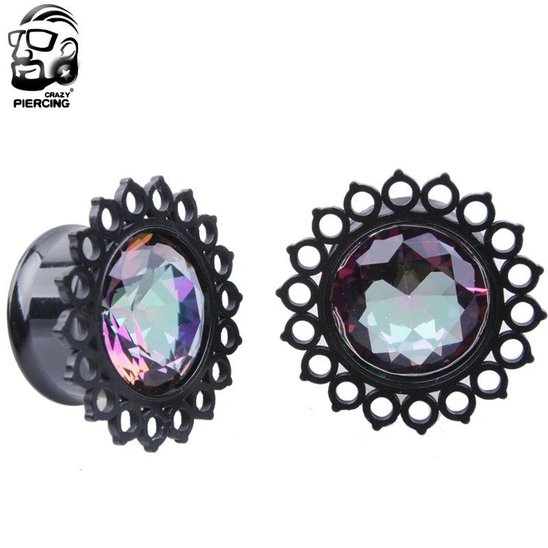 

1Pair Acrylic Ear Plugs Tunnels Earring Gauges 3D Flower Hollow Double Flare Ear Tunnels Expanders Plugs Piercing Body Jewelry