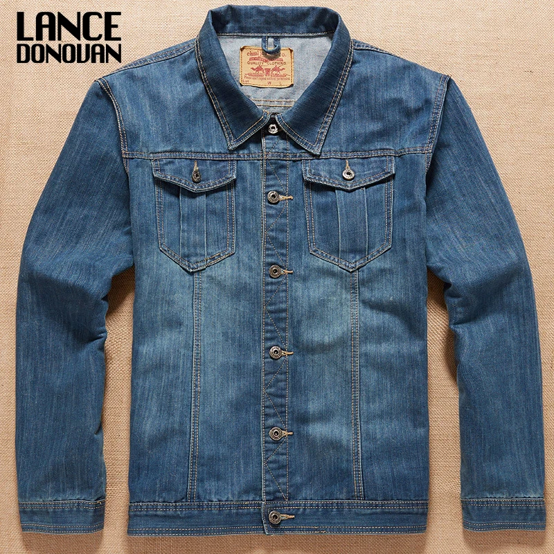 الخريف الربيع 2016 زائد حجم 7XL 6XL 5XL 4XL-L ماكس الصدر 146 سنتيمتر الدنيم سترة الرجال الوقوف طوق عارضة الأزياء