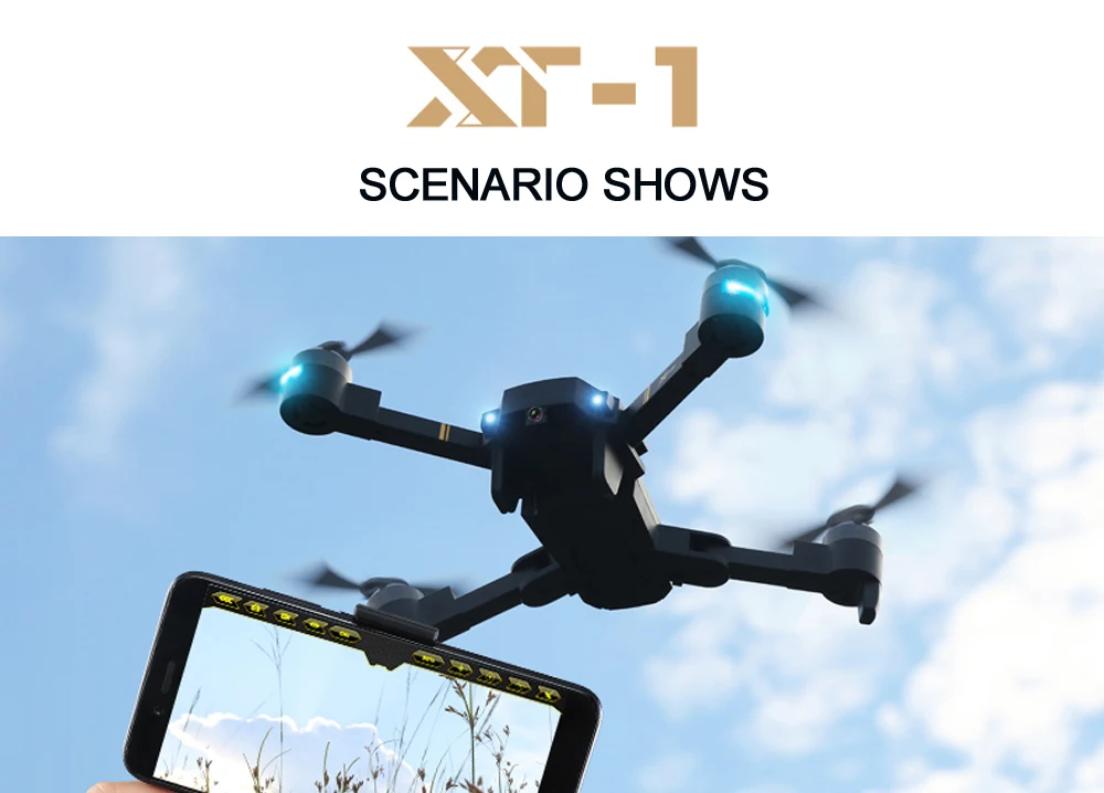 XT-1 RC Квадрокоптер 480P 720P 1080P складной FPV селфи Дрон складная игрушка удержание высоты wifi HD камера широкий угол VS E58 X12 Дрон