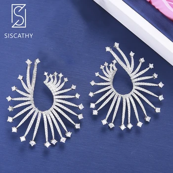 

Siscathy 51*59mm Luxury Big Stud Earrings for Women Full Cubic Zirconia Inlaid Dubai Nigerian Wedding Jewelry Statement Earrings