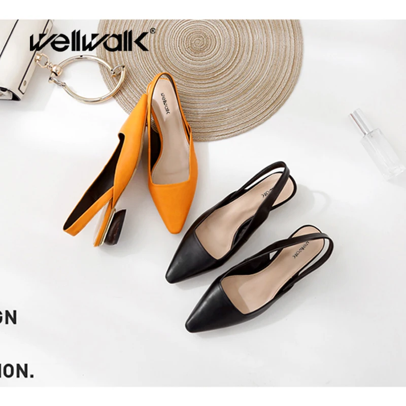 

Med Heel Sandals Ladies Summer Shoes Close Toe Sandals Back Strap Shoes Pointed Toe Heels Shoes Women Dress Shoes