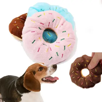 Sightly Lovely Pet Dog Puppy Cat Squeaker Quack Sound Toy Chew Donut Play Toys