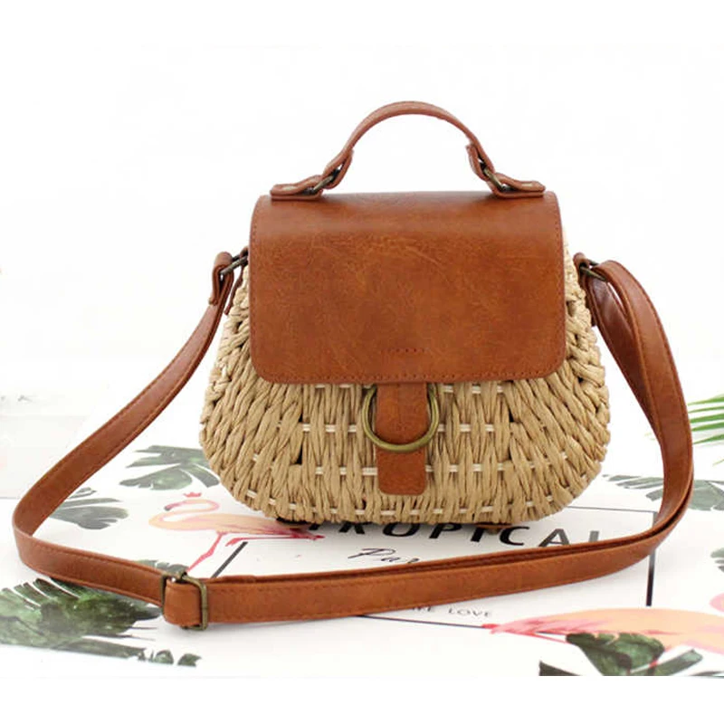 

NEW desgin Vintage straw bag Pig Crossbody beach bags casual weaving rattan handbags for women 2019