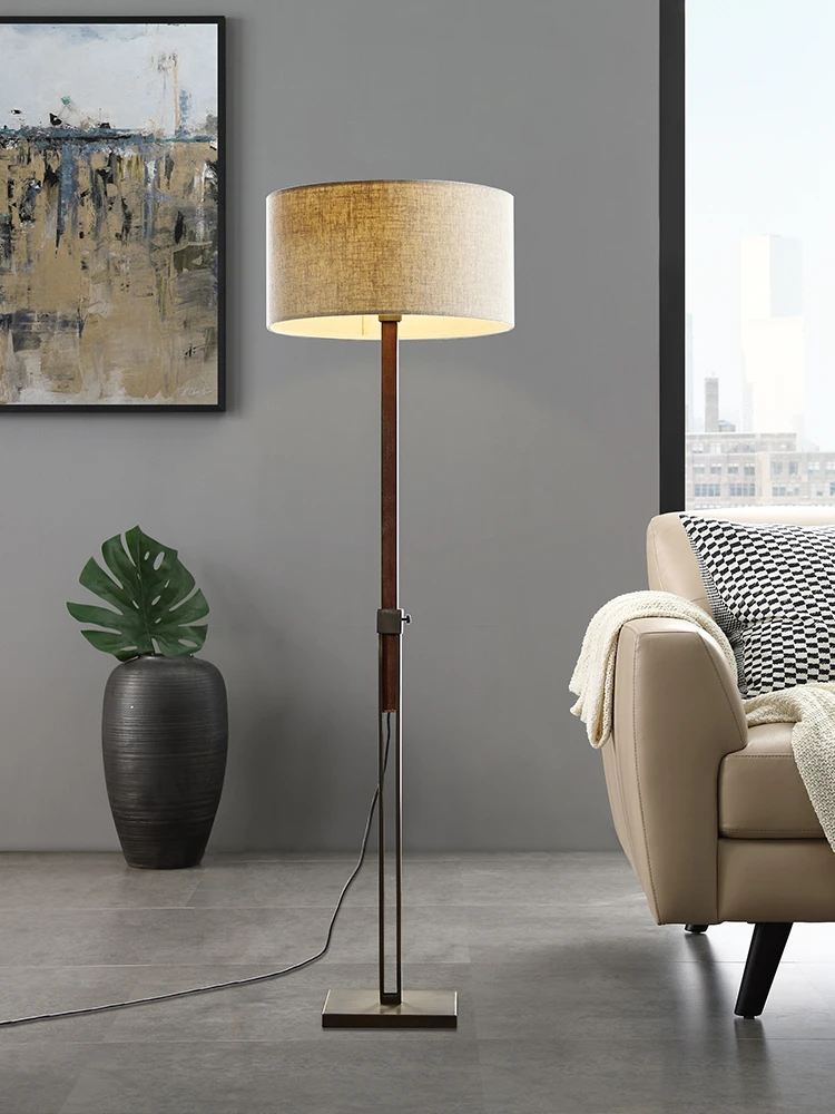 

Adjustable Height 100cm To 165cm Living Room Floor Lamp Atmosphere Wood Study Bedroom Decoration Floor Lamp With Metal Base