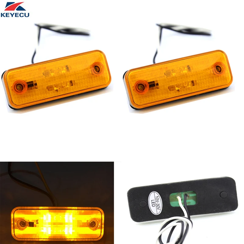 Keyecu 2 Pieces 10 30V 4Led Amber Side Marker Universal LED Clearance