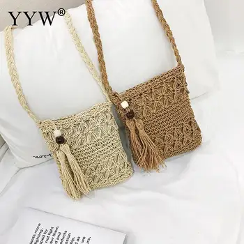 

Rattan Bags For Women Small Straw Tassel Crossbody Bag Bohemian Style Handmade Wicker Woven Purse Handbag Circle Beige Bag Bali