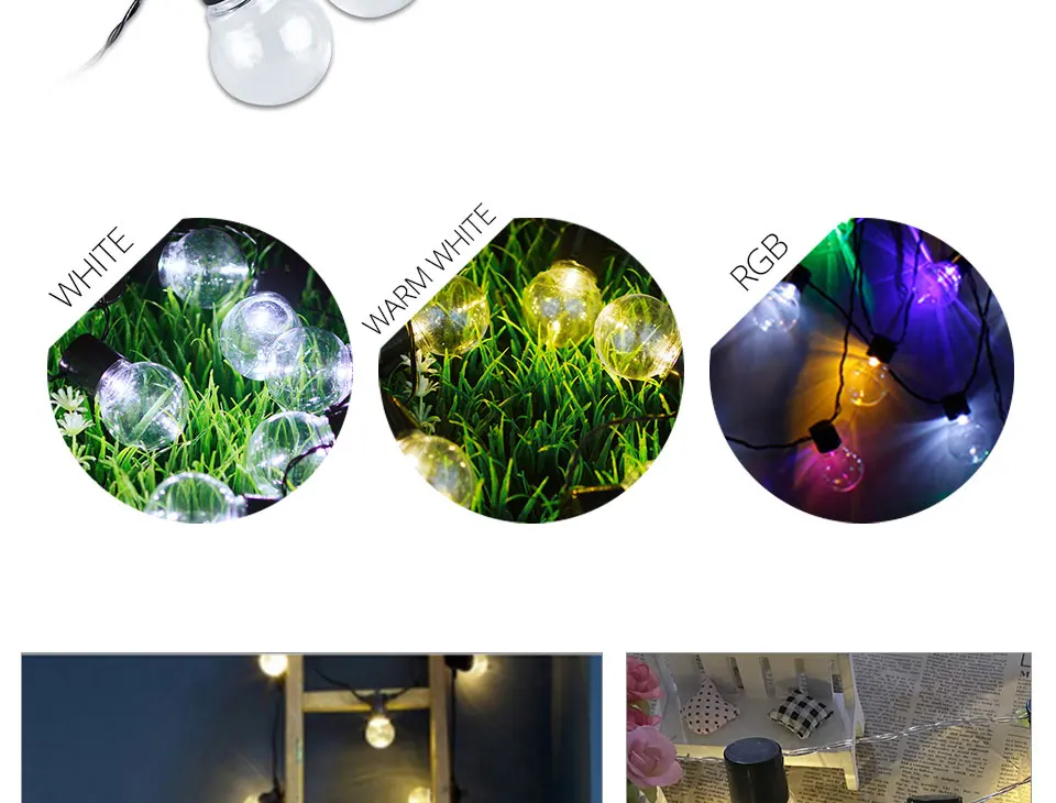 Solar Garland LED String Light Balls Outdoor Party Wedding Garden Light Chain (11)