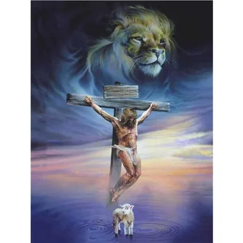 

5D DIY Diamond Painting Full Round Jesus Lion Religion Icons Diamond Embroidery Picture of Resin Cross Stitch Home Decoration