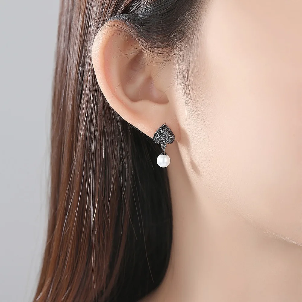 LUOTEEMI мило псевдо ожерелье из искусственного жемчуга в форме сердца серьги