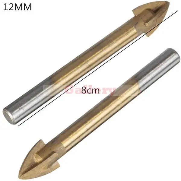 12 Mm Titanium Carbide Glass Drill Bit Cross Spear Point Head for Wall
