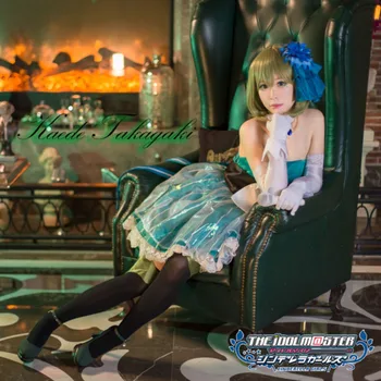 

Anime! THE IDOLM@STER Cinderella Girl Takagaki Kaede Custom Size Tube Top Dres Suit Uniforms Fresh Cosplay Costume Free Shipping