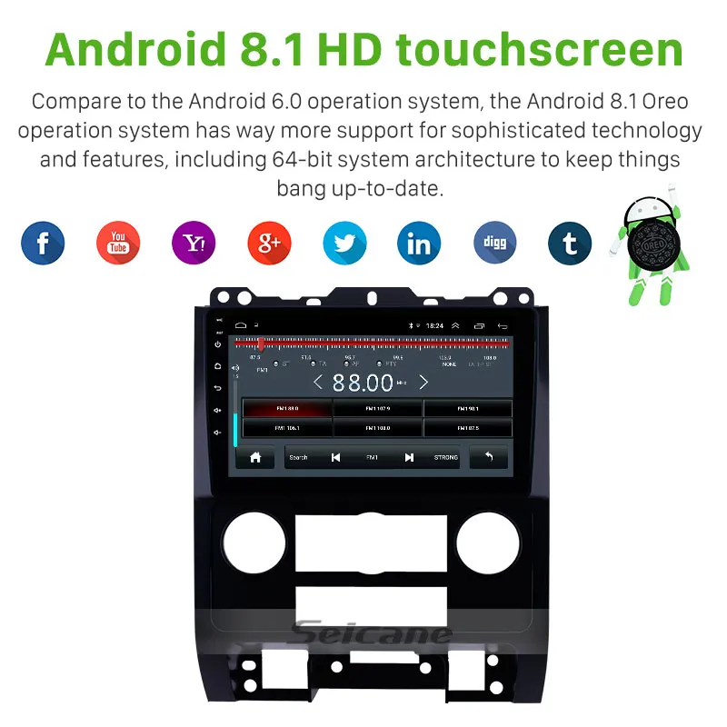 Cheap Seicane 9" HD Car GPS Navi Android 8.1 Autoradio for Ford Escape 2007-2012 Unit Player support Carplay SWC 3G TPMS OBD2 DAB+ DVR 2