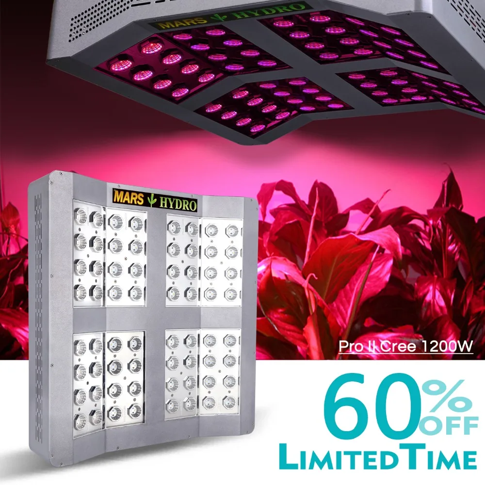 Mars Hydro Mars Pro II CreeLEDs 1200W LED Grow Light Best Veg Flower Plant True 660Win LED Grow