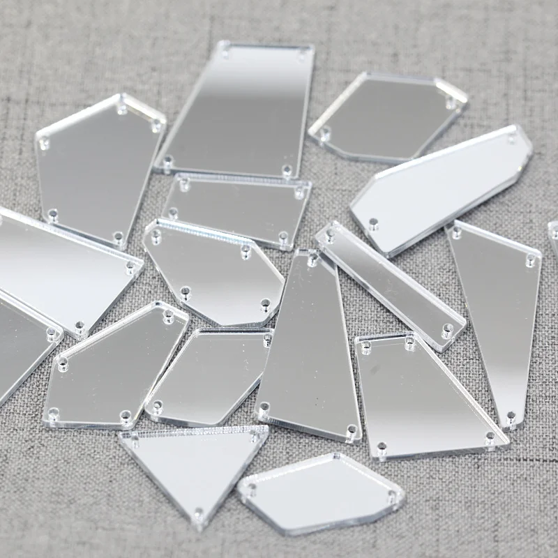 50pcs Crystal Acrylic Mirror Sew On RhinestonesIrregular Acryl Mirror