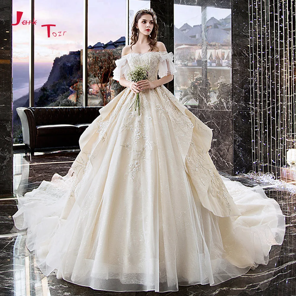 Vestido De Novia винтажное 2019 с открытыми плечами Короткие рукава жемчужные кружевные