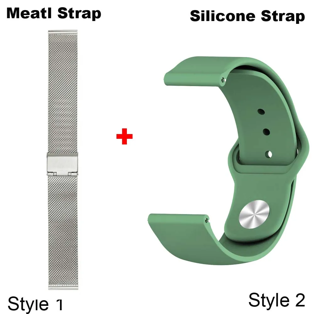 Silver-army green 20 мм Браслет Для Xiaomi Amazfit Bip ремешок для часов Amazfit GTS ремешок для часов Amazfit GTR 42 мм металлический браслет из нержавеющей стали - Цвет: Silver-army green