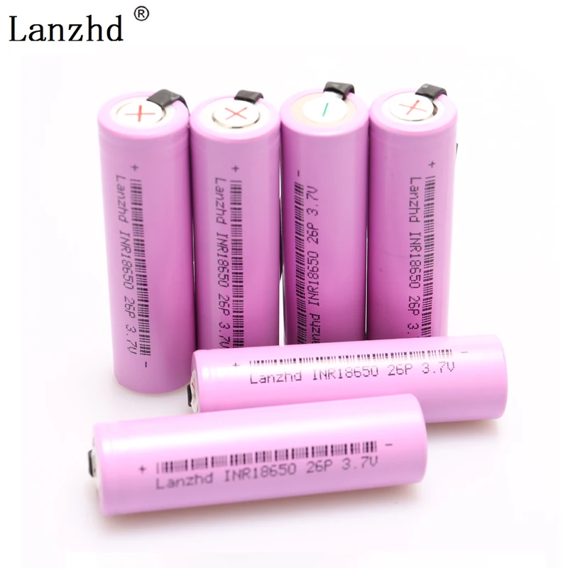 INR18650 аккумуляторная батарея 18650 для 18650 батарей Li-Ion 20A разряда 2600mAh 3,7 V+ DIY никелевые листы