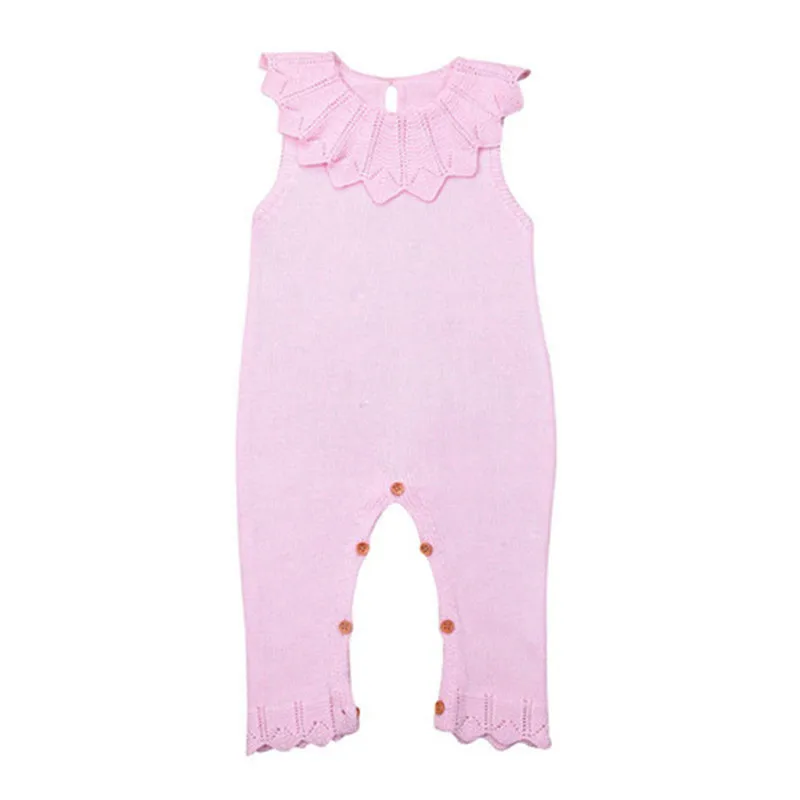 الوليد الرضع طفل الفتيات كشكش محبوك الصوف رومبير بذلة Playsuit البيجامة الطفل الملابس القطنية طفل الفتيات السروال القصير